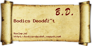 Bodics Deodát névjegykártya